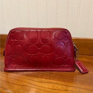 Vintage Coach Signature C Legacy Cosmetic Case in Cherry Red Leather